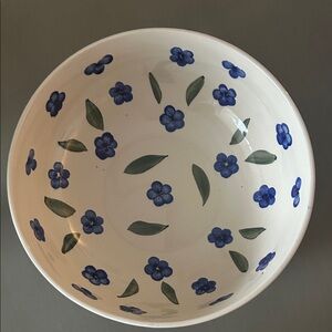 Gibson for Crate and Barrel Floral Blue and White Ceramic Bowl